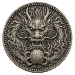 Antique dragon coin — the HomeField mark
